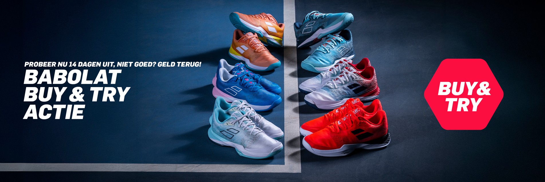 Buy & Try op alle Babolat schoenen!